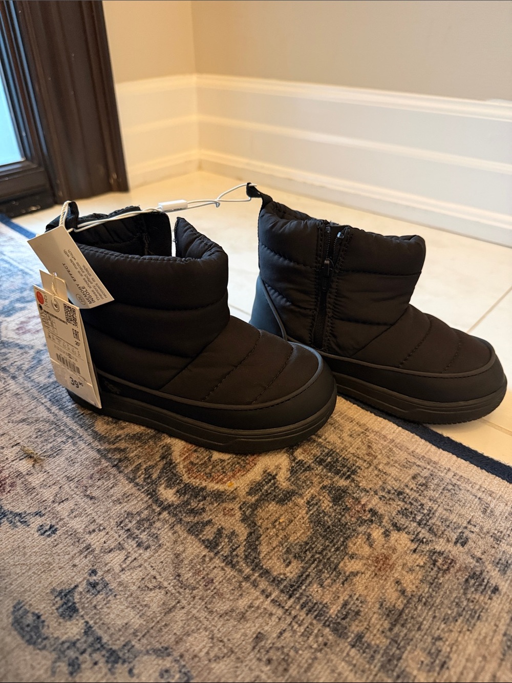 Zara Kids Black Puffer Ankle Boots